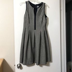 Vince Camuto black and white fit and flare dress.